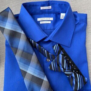 BUNDLE Men’s Long Sleeve Button Down Shirt With Two Neckties